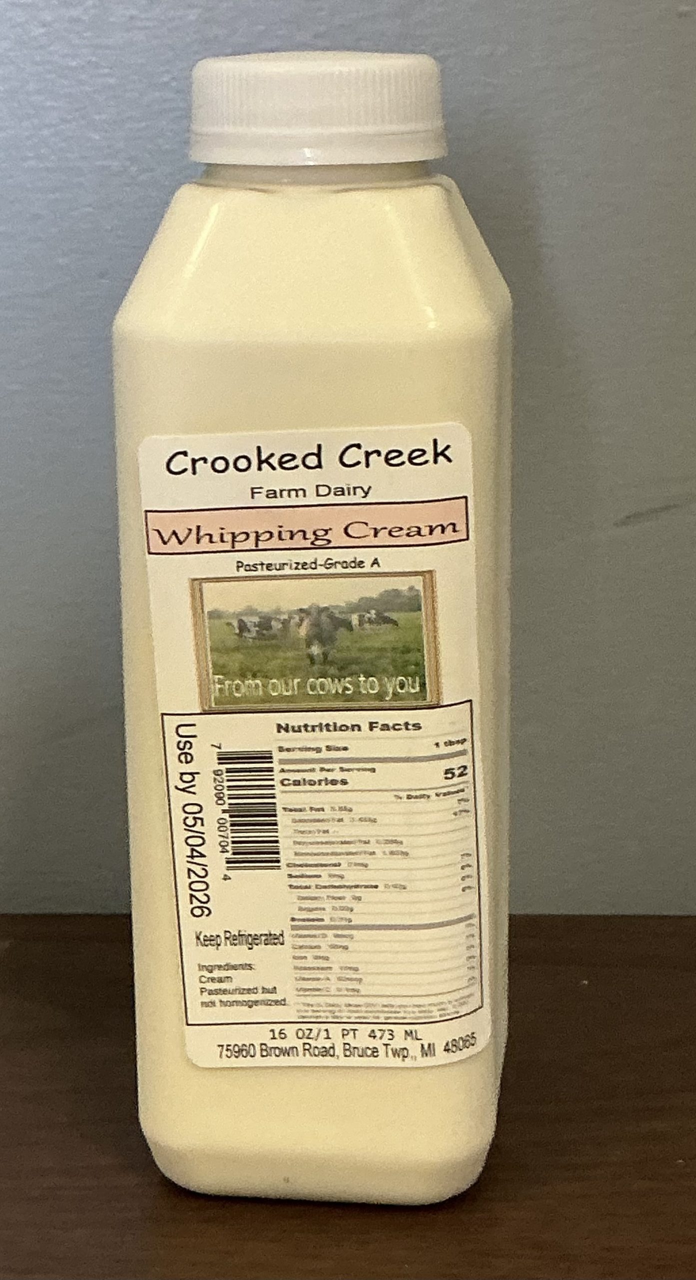 Crooked Creek Dairy Whipping Cream pint scaled